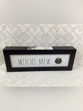 Witch's Brew Framed Sign - Black Frame with Bubbling green Cauldron